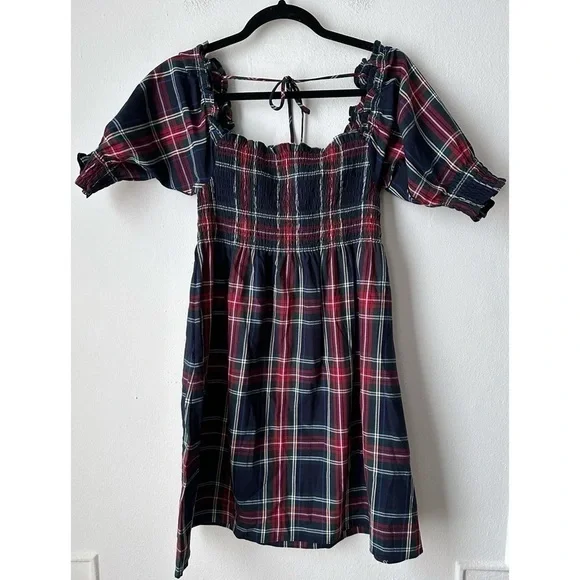 XS Hill House Athena Nap Dress Navy Tartan - Picture 2 of 4